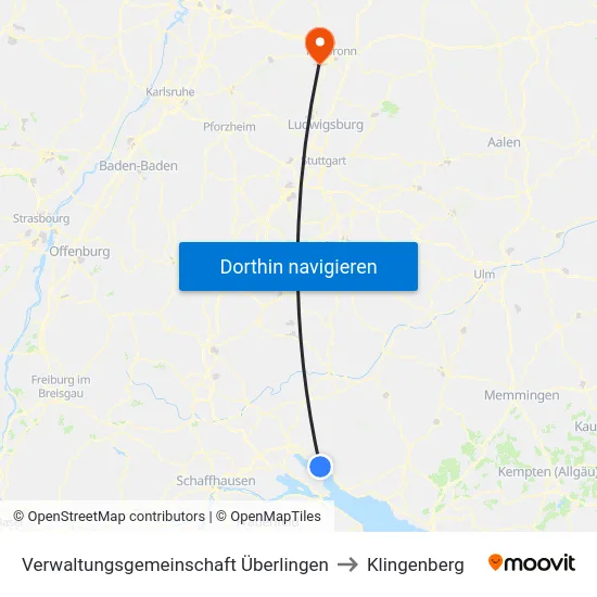 Verwaltungsgemeinschaft Überlingen to Klingenberg map