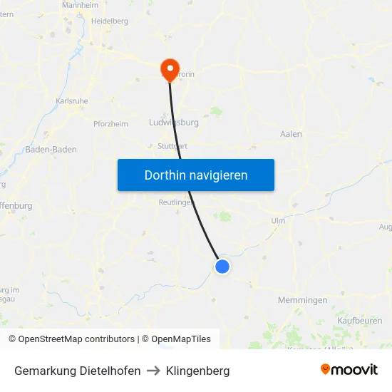 Gemarkung Dietelhofen to Klingenberg map