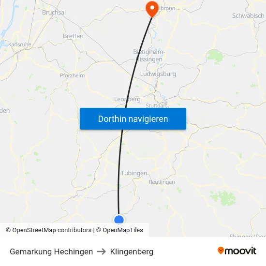 Gemarkung Hechingen to Klingenberg map