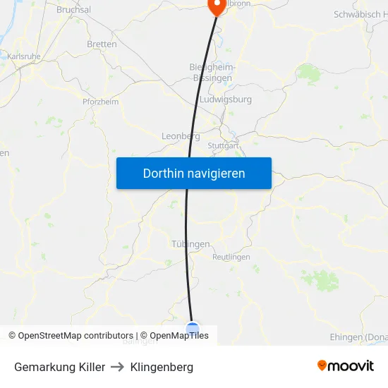 Gemarkung Killer to Klingenberg map