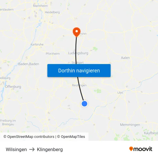 Wilsingen to Klingenberg map
