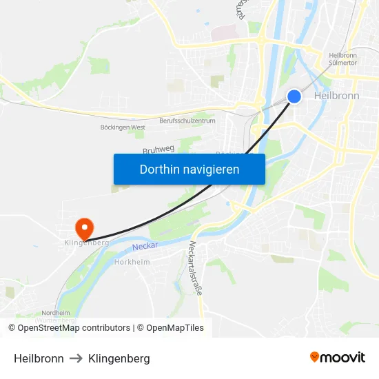 Heilbronn to Klingenberg map