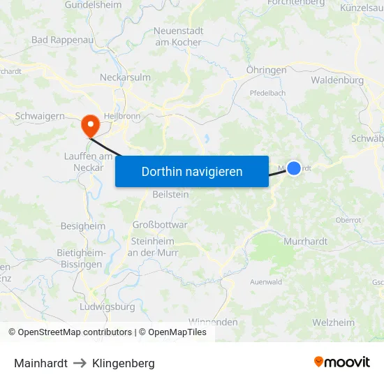 Mainhardt to Klingenberg map