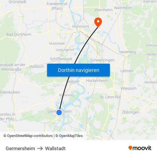Germersheim to Wallstadt map