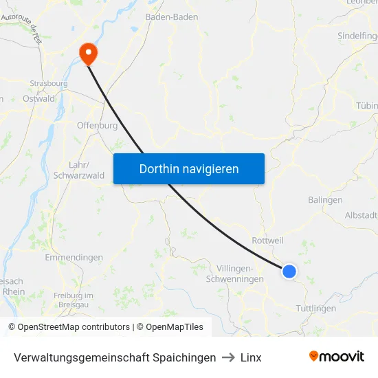 Verwaltungsgemeinschaft Spaichingen to Linx map