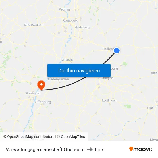 Verwaltungsgemeinschaft Obersulm to Linx map