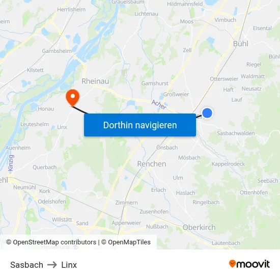 Sasbach to Linx map