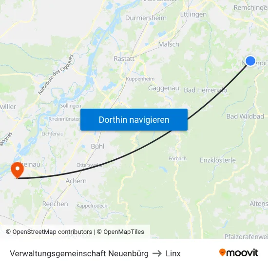 Verwaltungsgemeinschaft Neuenbürg to Linx map