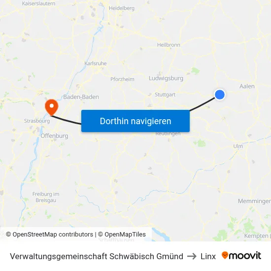Verwaltungsgemeinschaft Schwäbisch Gmünd to Linx map