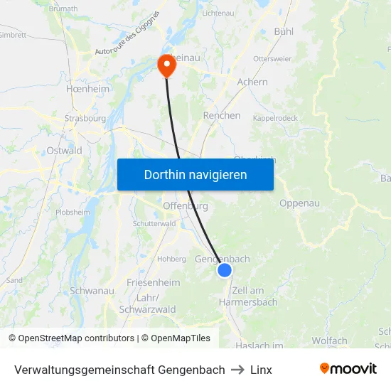 Verwaltungsgemeinschaft Gengenbach to Linx map