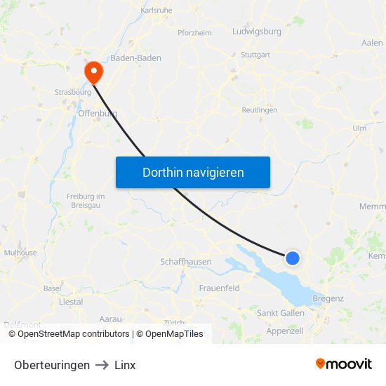 Oberteuringen to Linx map