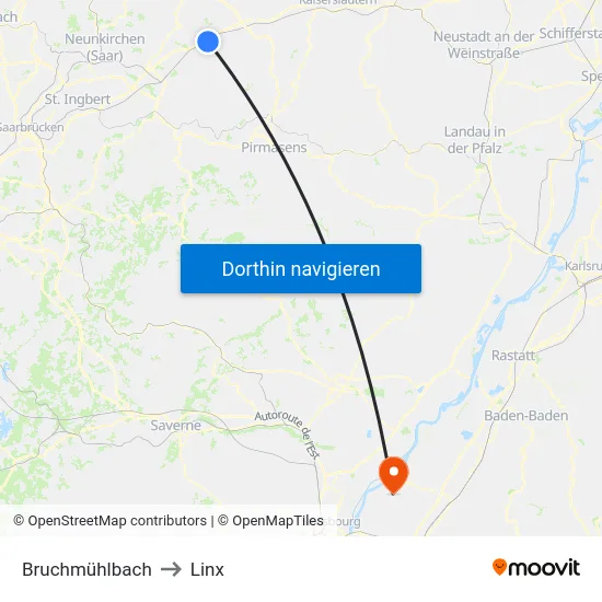 Bruchmühlbach to Linx map