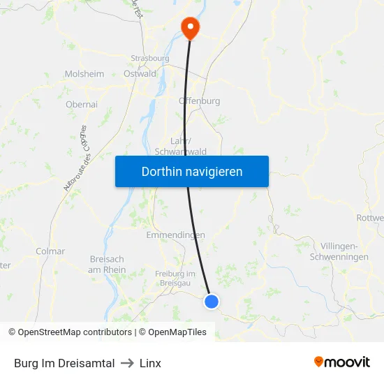 Burg Im Dreisamtal to Linx map