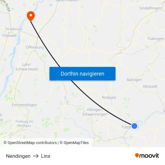 Nendingen to Linx map