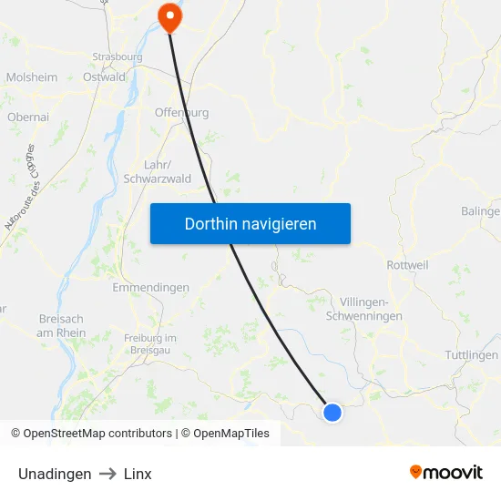 Unadingen to Linx map