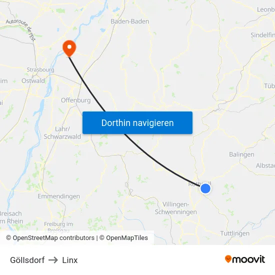 Göllsdorf to Linx map
