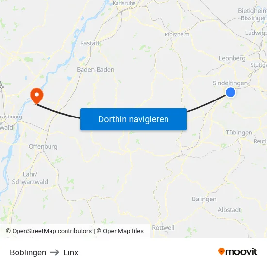 Böblingen to Linx map