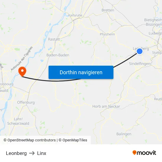 Leonberg to Linx map