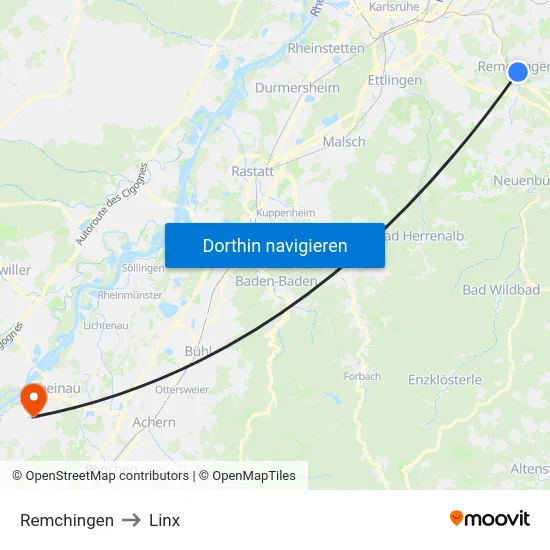 Remchingen to Linx map