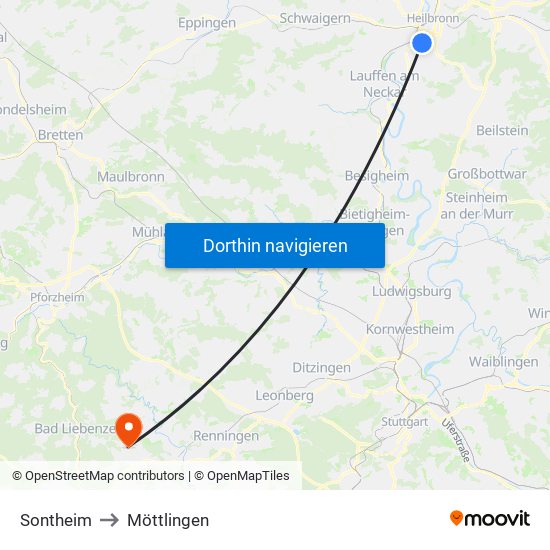 Sontheim to Möttlingen map