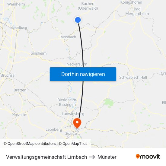 Verwaltungsgemeinschaft Limbach to Münster map