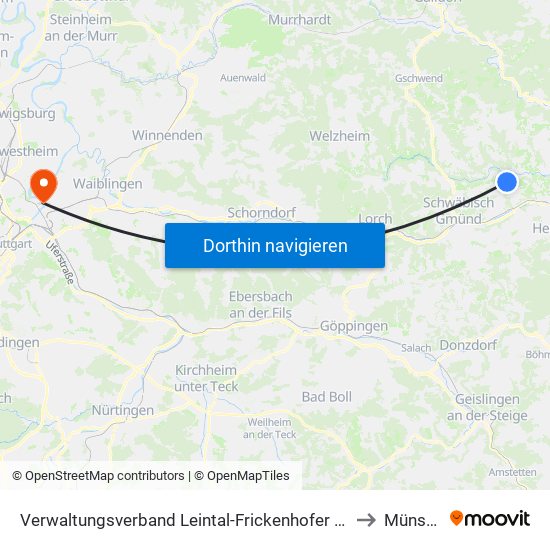 Verwaltungsverband Leintal-Frickenhofer Höhe to Münster map