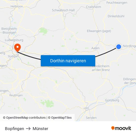 Bopfingen to Münster map