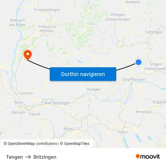 Tengen to Britzingen map