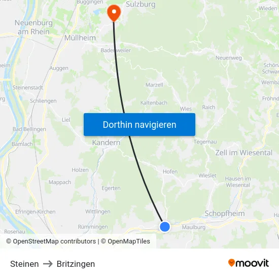 Steinen to Britzingen map