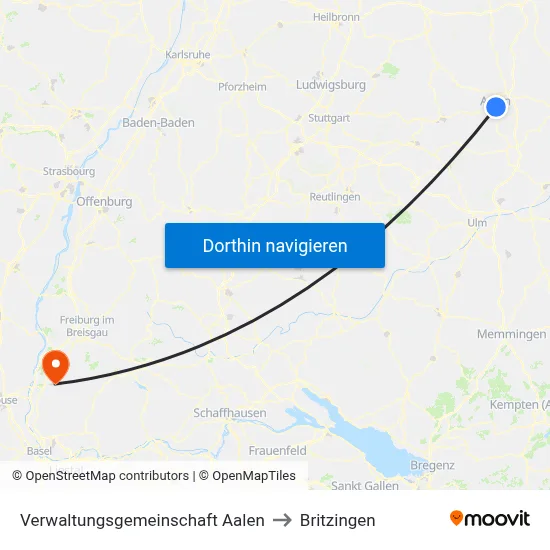 Verwaltungsgemeinschaft Aalen to Britzingen map