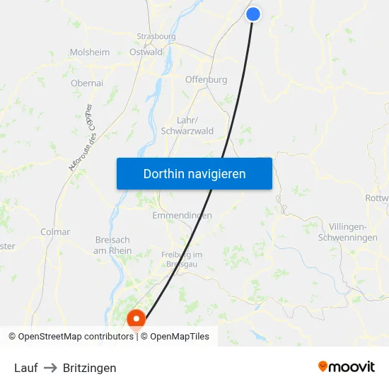 Lauf to Britzingen map