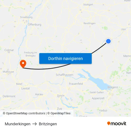 Munderkingen to Britzingen map