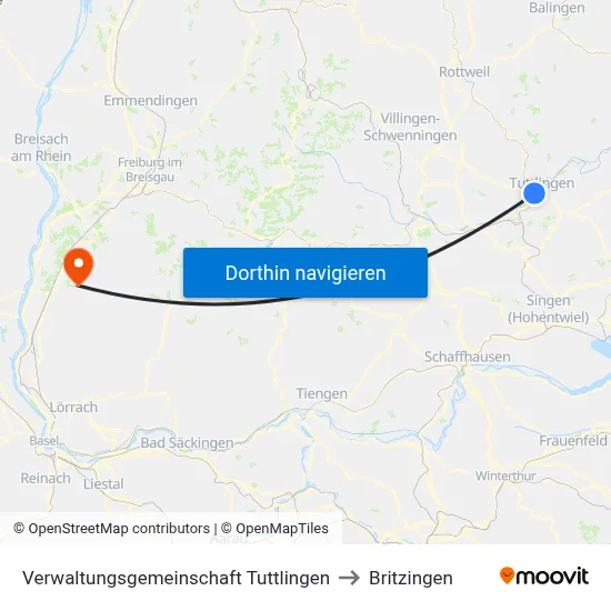 Verwaltungsgemeinschaft Tuttlingen to Britzingen map