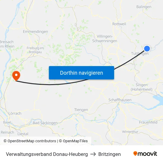 Verwaltungsverband Donau-Heuberg to Britzingen map