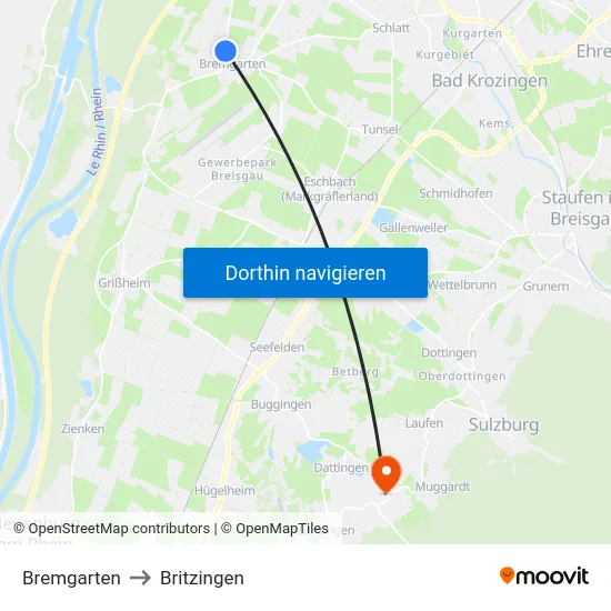 Bremgarten to Britzingen map