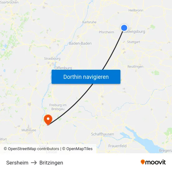 Sersheim to Britzingen map