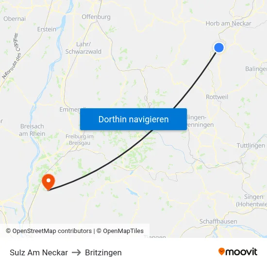 Sulz Am Neckar to Britzingen map