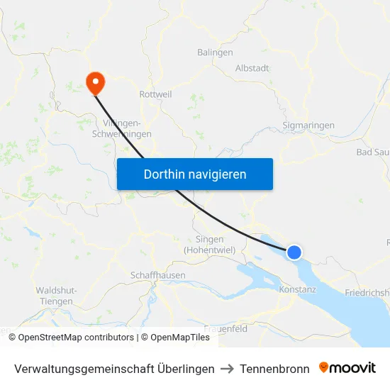 Verwaltungsgemeinschaft Überlingen to Tennenbronn map