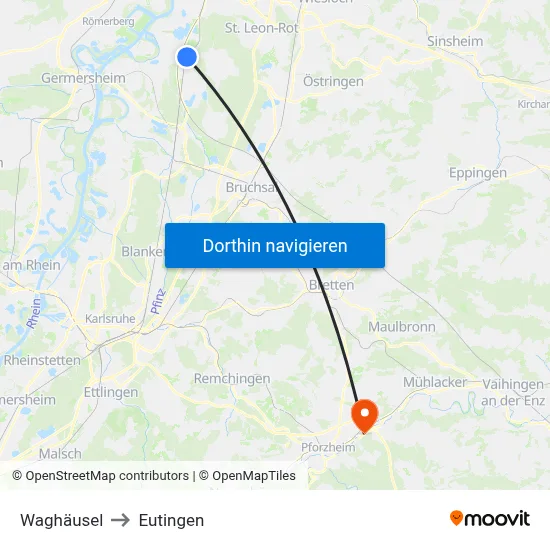 Waghäusel to Eutingen map