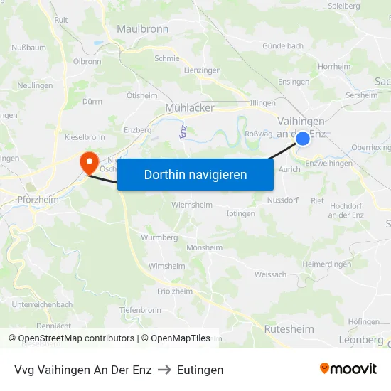 Vvg Vaihingen An Der Enz to Eutingen map