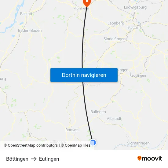 Böttingen to Eutingen map