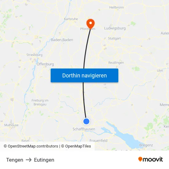 Tengen to Eutingen map
