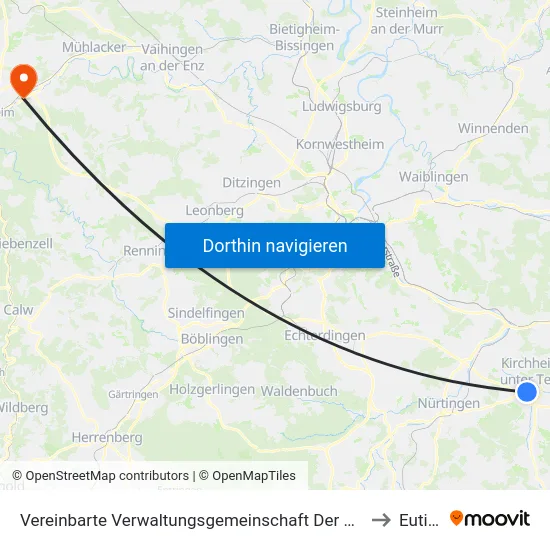 Vereinbarte Verwaltungsgemeinschaft Der Stadt Kirchheim Unter Teck to Eutingen map