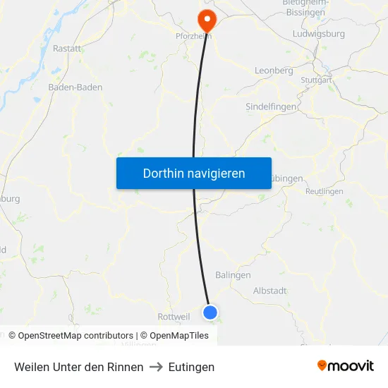 Weilen Unter den Rinnen to Eutingen map