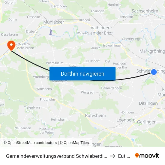 Gemeindeverwaltungsverband Schwieberdingen-Hemmingen to Eutingen map