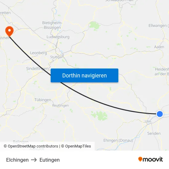 Elchingen to Eutingen map
