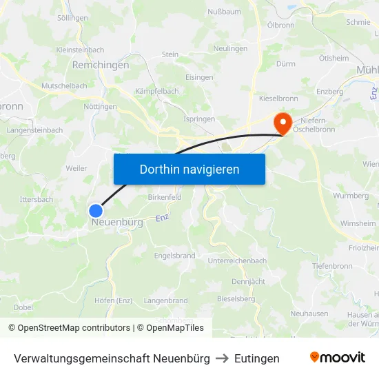 Verwaltungsgemeinschaft Neuenbürg to Eutingen map