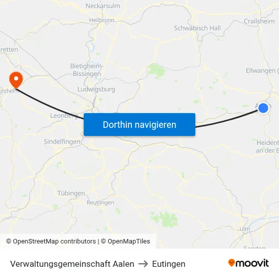 Verwaltungsgemeinschaft Aalen to Eutingen map