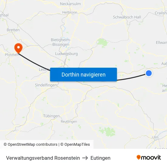 Verwaltungsverband Rosenstein to Eutingen map