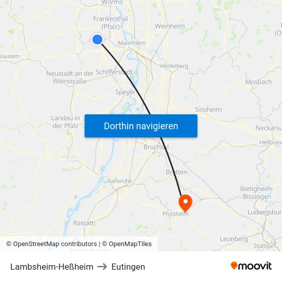 Lambsheim-Heßheim to Eutingen map